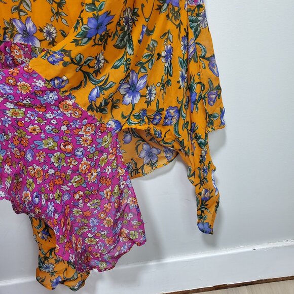 BY ANTHROPOLOGIE Floral Hanky-Hem Midi Dress Ruffle Sleeve OB1465463 Women Large - Picture 7 of 16